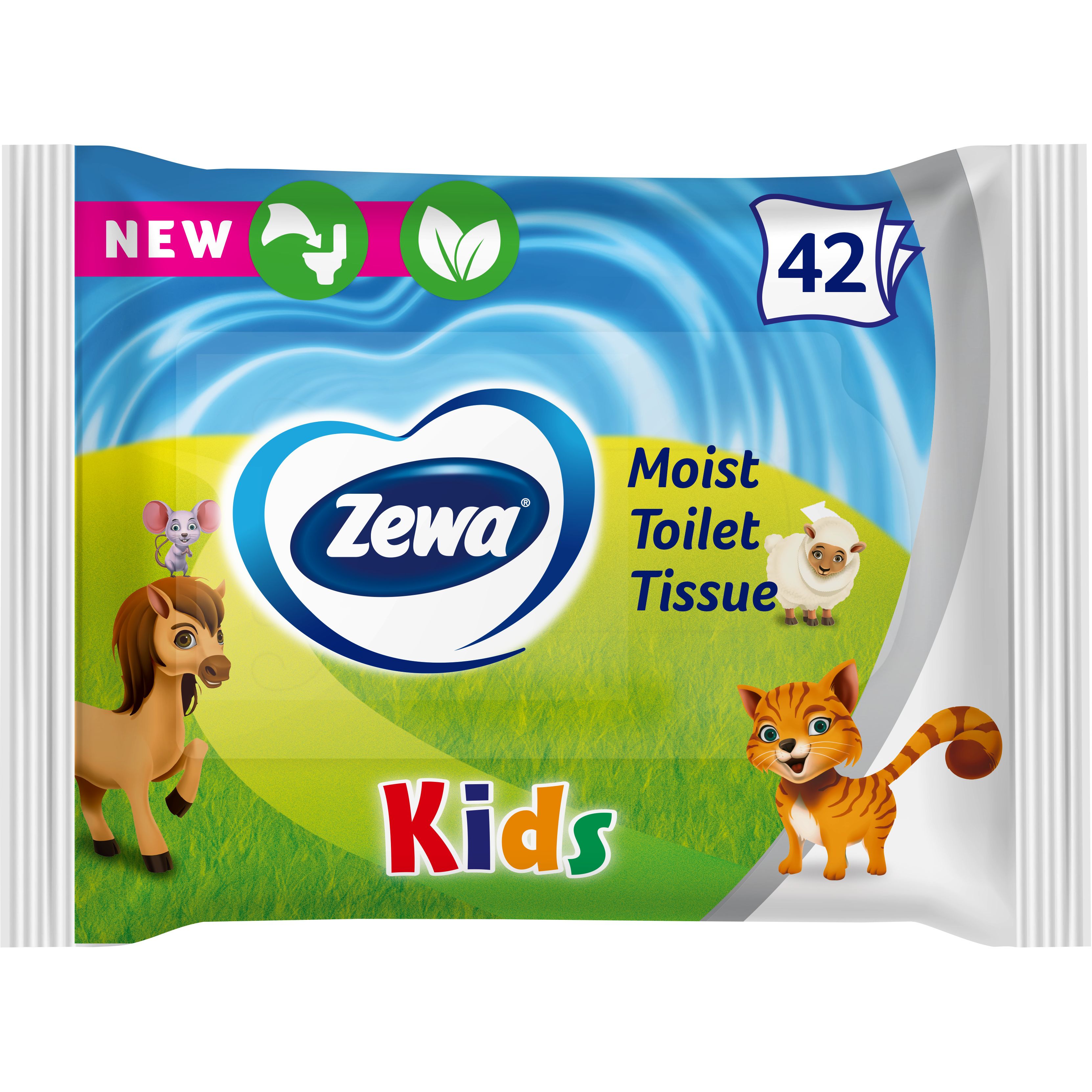 Влажная туалетная бумага Zewa Kids 42 шт. - фото 1