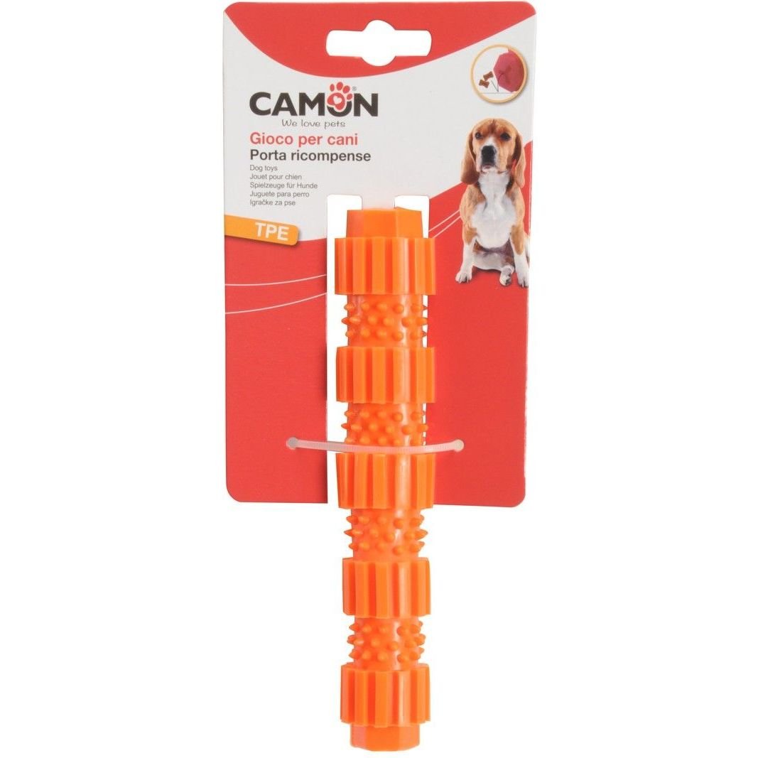Игрушка для собак Camon Цилиндр для роздачи лакомства, термопластичная резина, 23 см, в ассортименте - фото 1