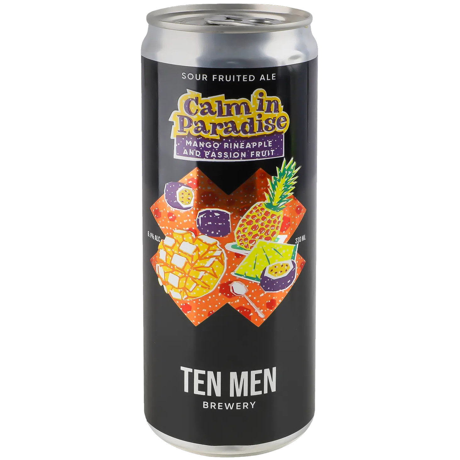 Пиво Ten Men Brewery Calm in Paradise Mango Pineapple and Passion Fruit светлое 6.1% 0.33 л ж/б - фото 1