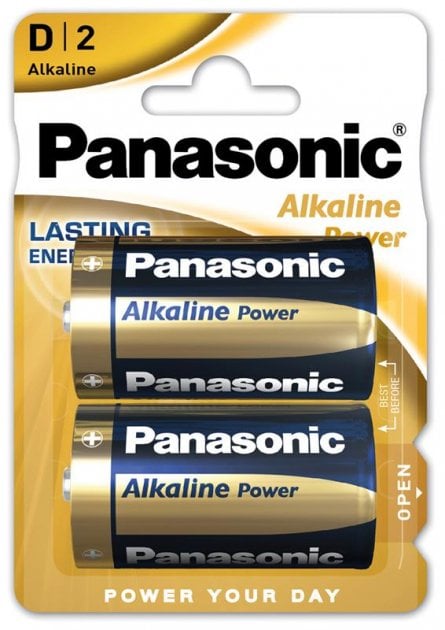 Щелочные батарейки Panasonic 1,5V D LR20 Alkaline Power, 2 шт. (LR20REB/2BP) - фото 1