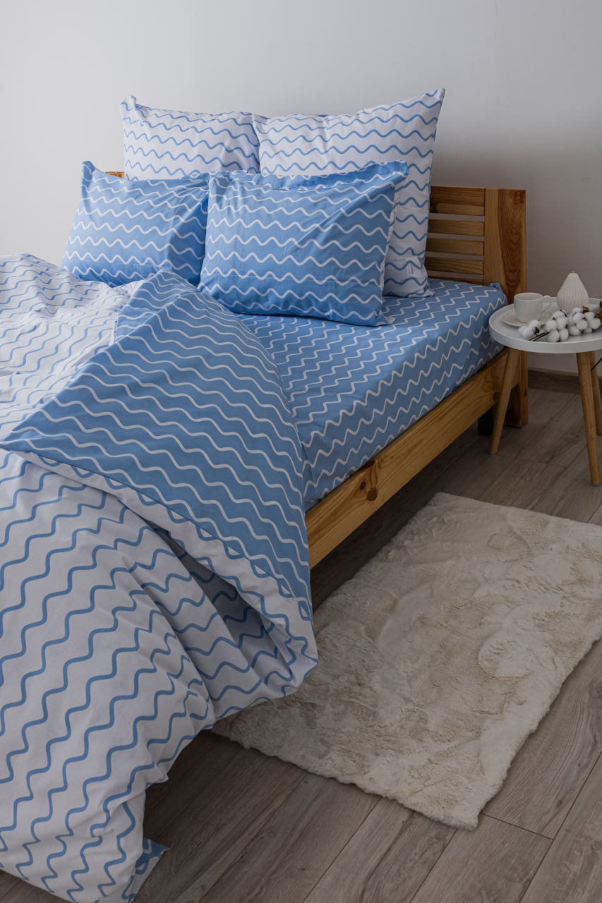 Комплект постельного белья ТЕП Happy Sleep Blueberry Dream полуторный голубой с белым (2-03794_25054) - фото 5