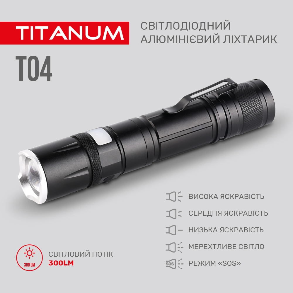 Фонарь портативный Videx Titanum 300 Lm 6500 K (TLF-T04) - фото 6