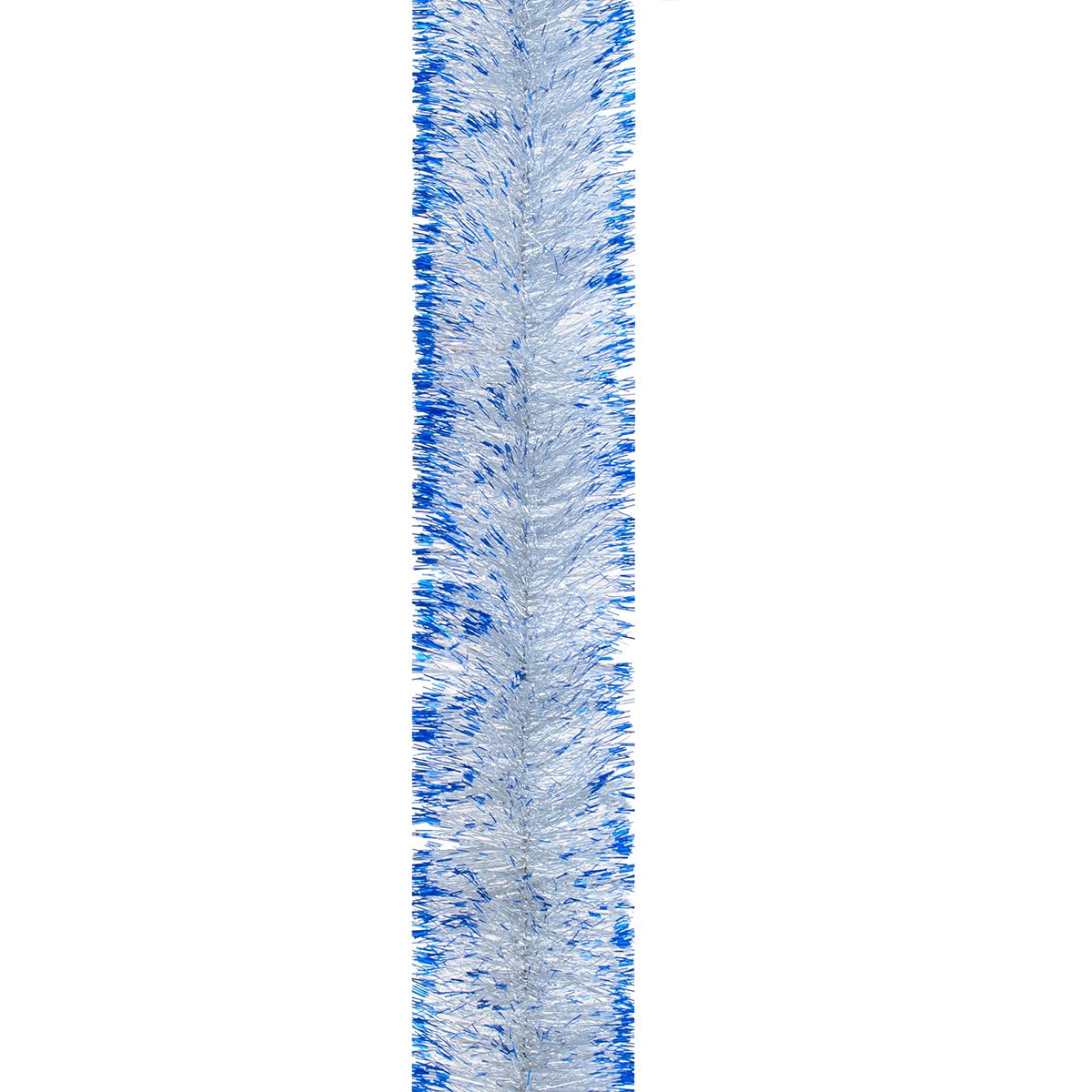 Мішура Novogod'ko 7.5 см 2 м срібло з синіми кінчиками (980444) - фото 1
