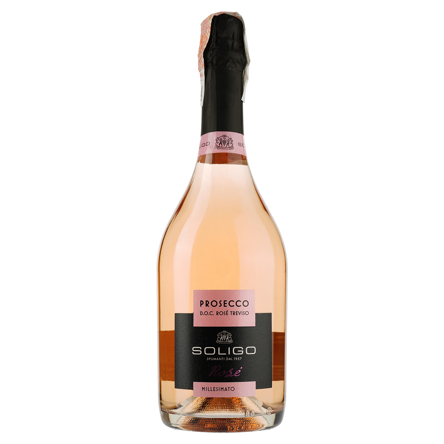 Вино игристое Soligo Prosecco Treviso Millessimato Rose, розовое, брют, 11,5%, 0,75 л (95836) - фото 1