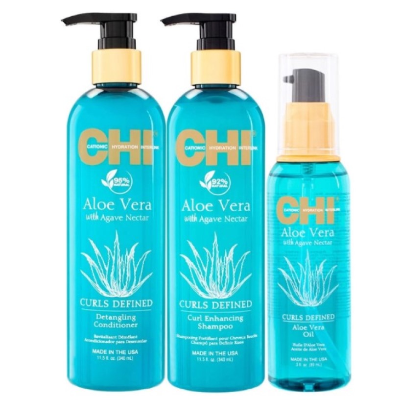 Набір CHI Aloe Vera Curl Care Kit для догляду за кучерями (шампунь 340 мл + кондиціонер 340 мл + олія 89 мл) - фото 2