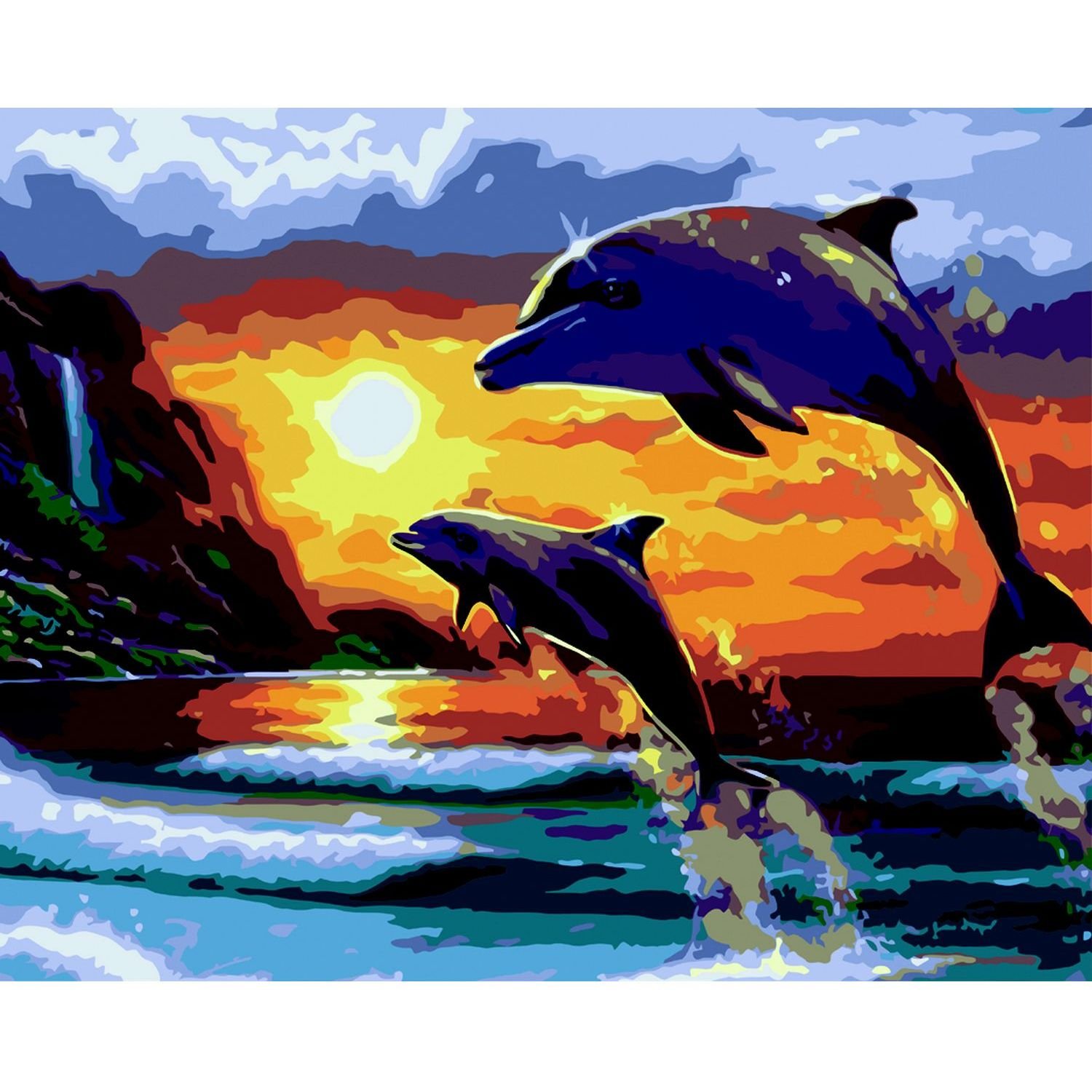 Картина за номерами ZiBi Art Line Дельфіни і море 40х50 см (ZB.64251) - фото 1