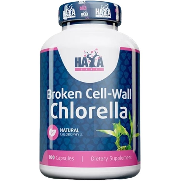 Водоросли с витаминами Хлорелла Haya Labs Broken Cell Wall Chlorella 100 капсул - фото 1