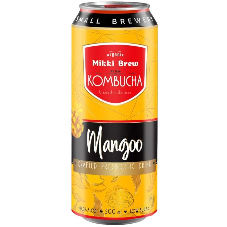 Напій безалкогольний комбуча Mikki Brew Mangoo з/б 0.5 л - фото 1