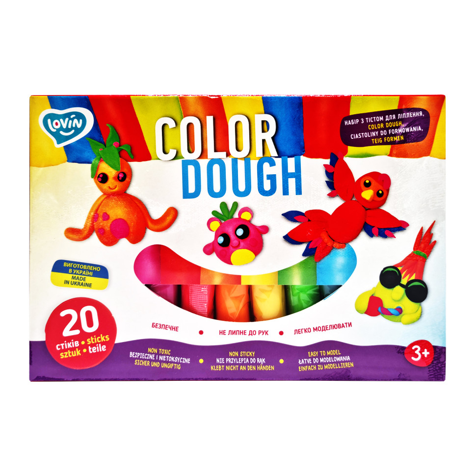 Набор для лепки с тестом Lovin Color Dough 41204, 20 стиков. - фото 3
