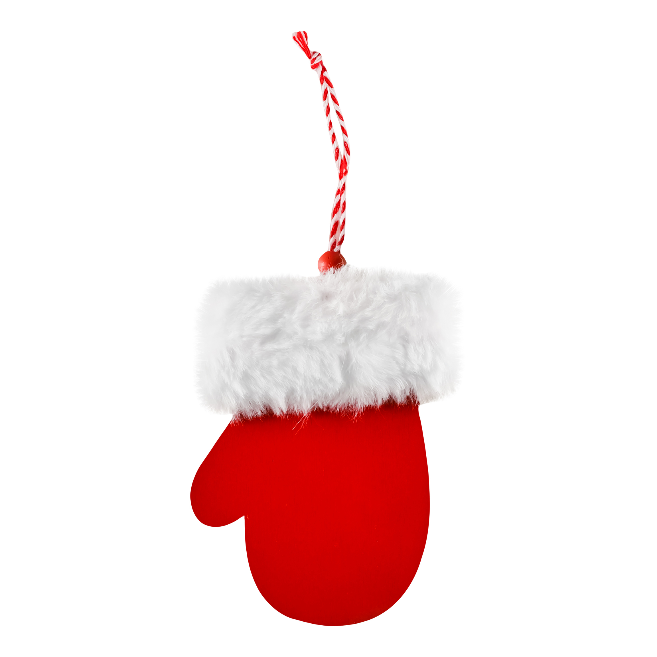 Украшение для елки Offtop Варежка белое с красным (855073) - фото 2