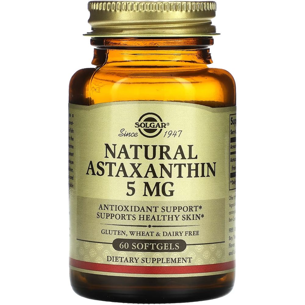 Астаксантин Solgar Natural Astaxanthin 5 мг 60 желатиновых капсул - фото 1