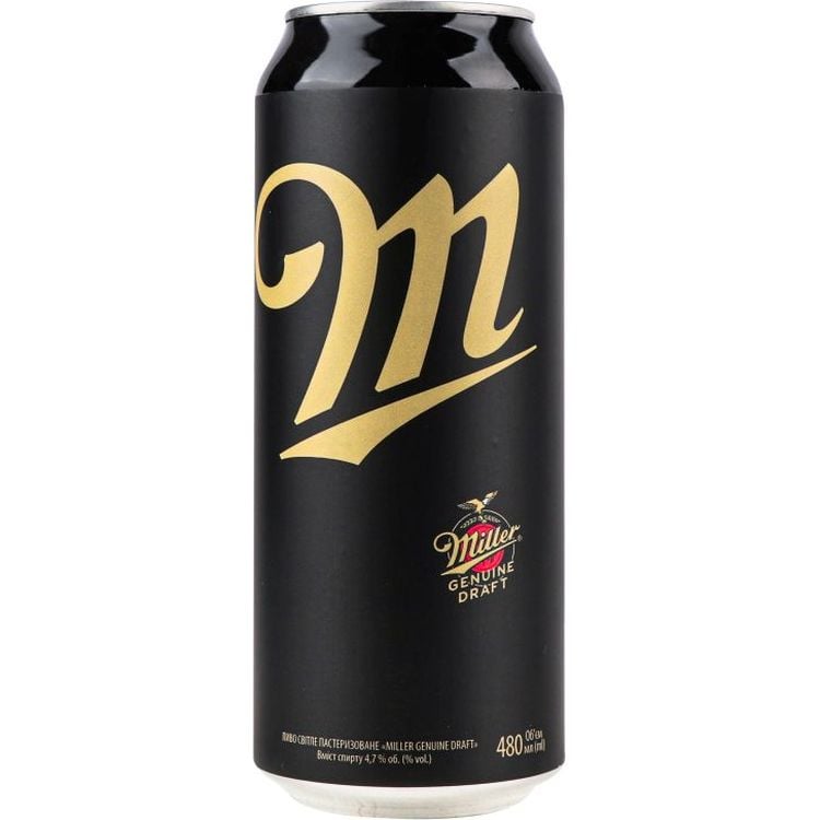 Пиво Miller Genuine Draft, светлое, 4,7%, 0,48 л, ж/б - фото 1