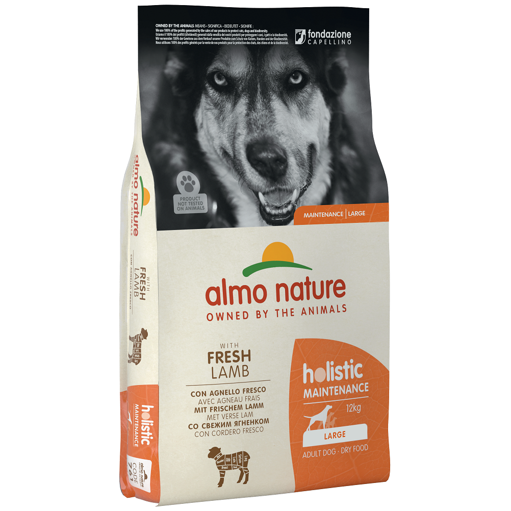 Сухой корм для взрослых собак крупных пород Almo Nature Holistic Dog, L, со свежим ягненком, 12 кг (761) - фото 1