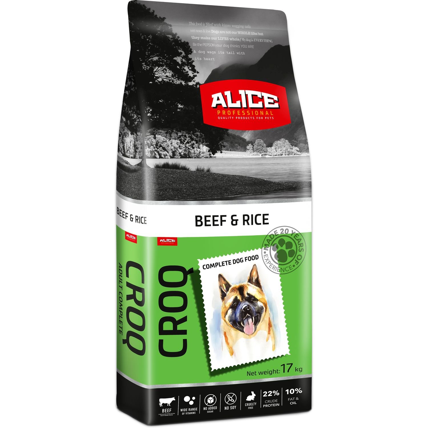 Сухий корм для собак Alice Croq, преміальний, яловичина та рис, 17 кг - фото 1