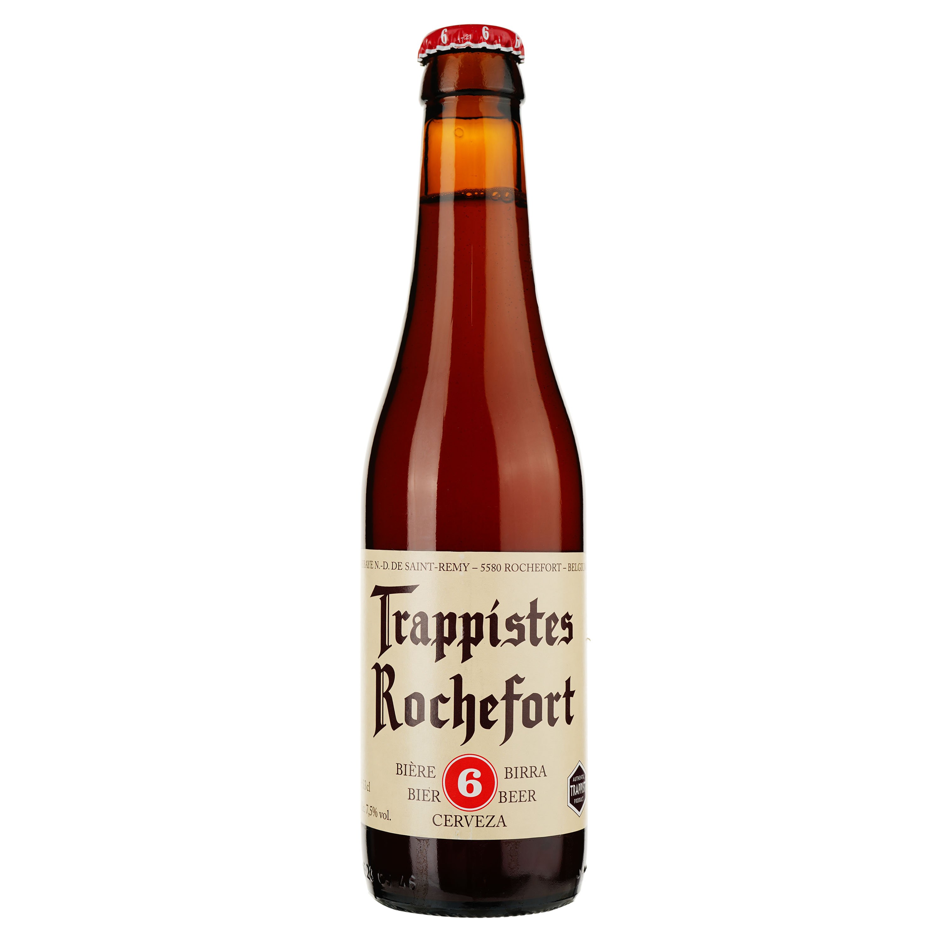 Пиво Trappistes Rochefort 6 темное солодовое нефильтрованное, 7,5%, 0,33 л (545762) - фото 1