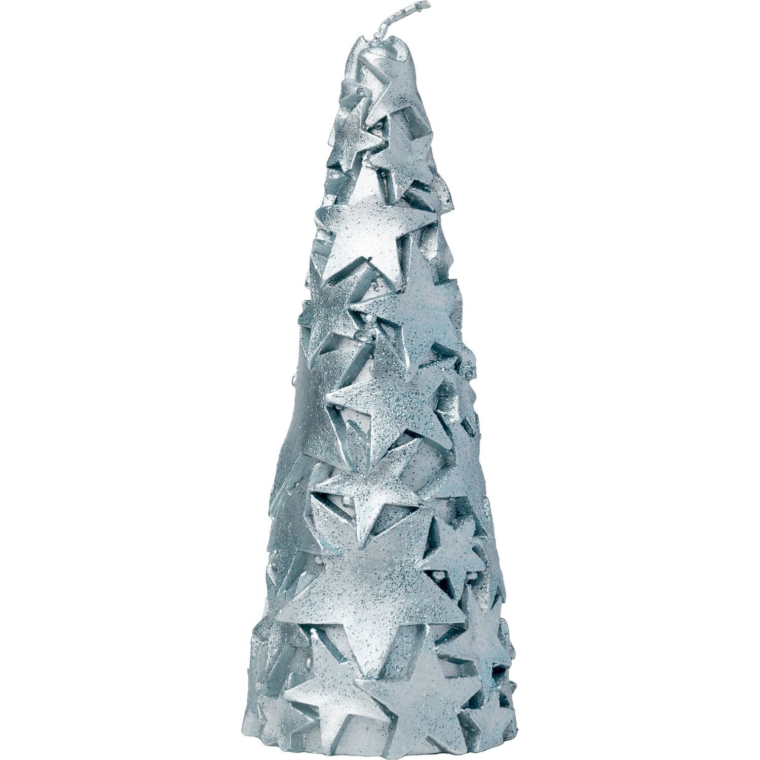 Свічка новорічна парафінова Novogod'ko Ялинка конусна 19.5х6 см срібляста (974672) - фото 1