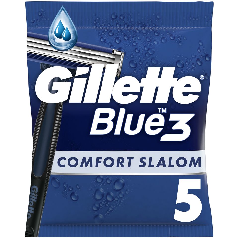 Одноразові станки для гоління Gillette Blue 3 Comfort Slalom, 5 шт. - фото 1