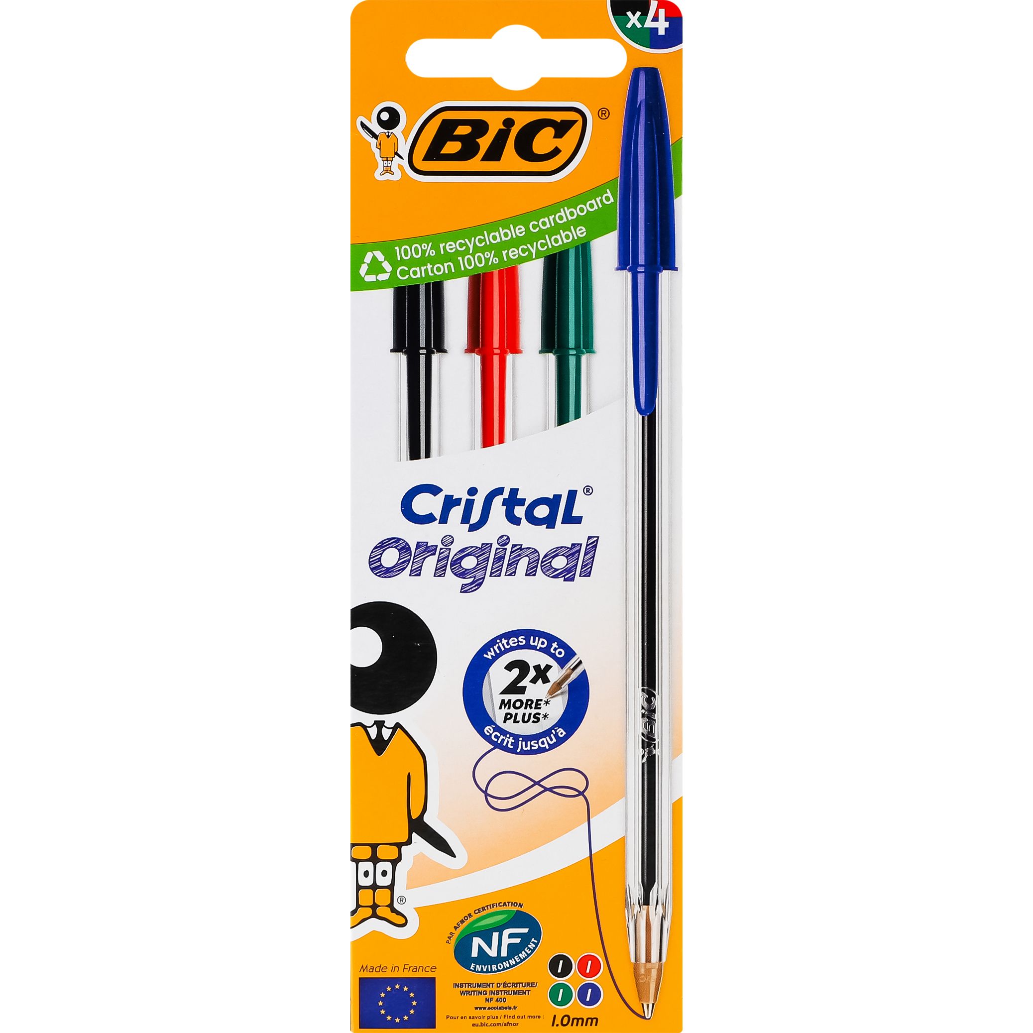 Набір кулькових ручок BIC Cristal Original Асорті 0.32 мм 4 шт. (516834) - фото 1