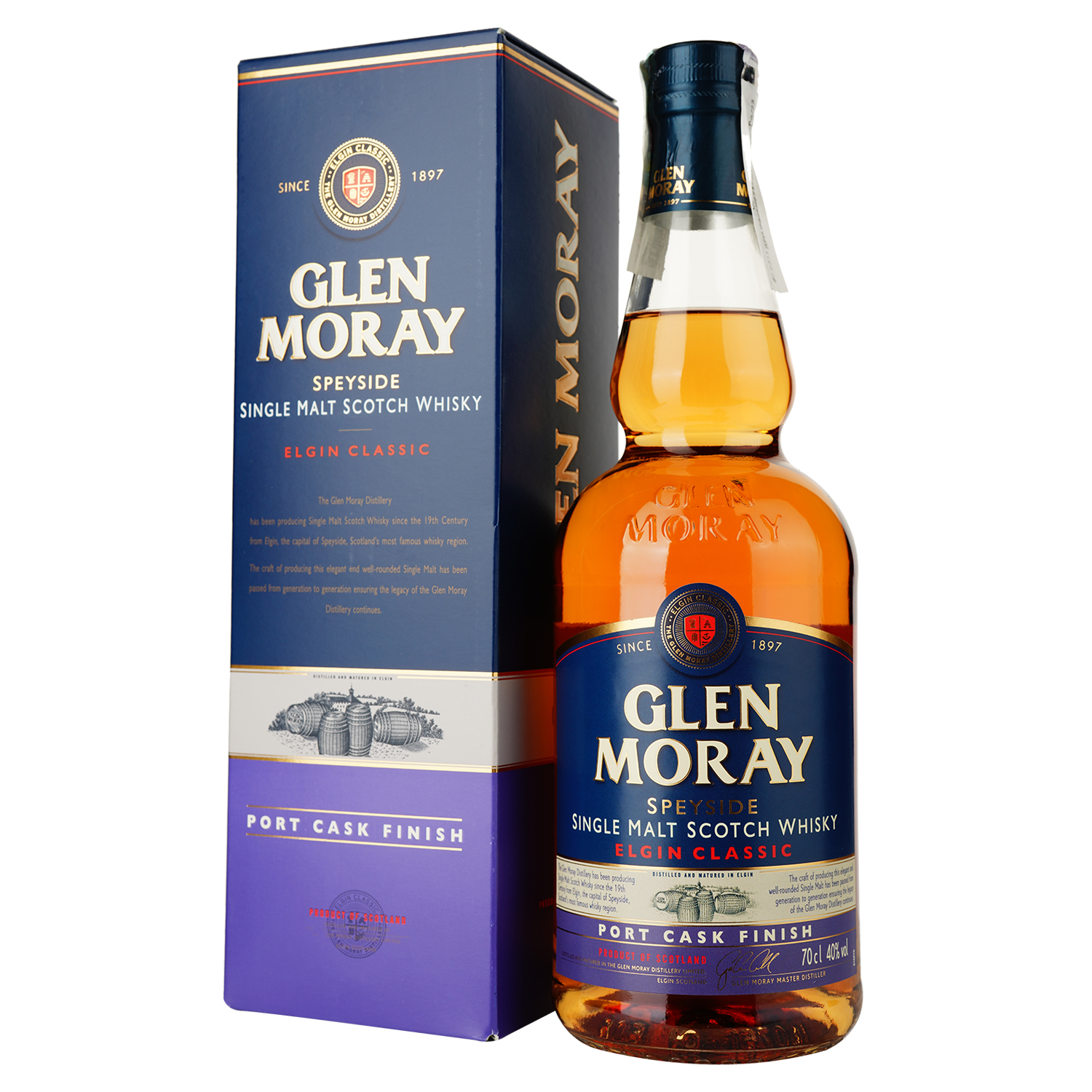 Виски Glen Moray Port Cask Finish Single Malt Scotch Whisky, 40%, 0,7 л (739152) - фото 1