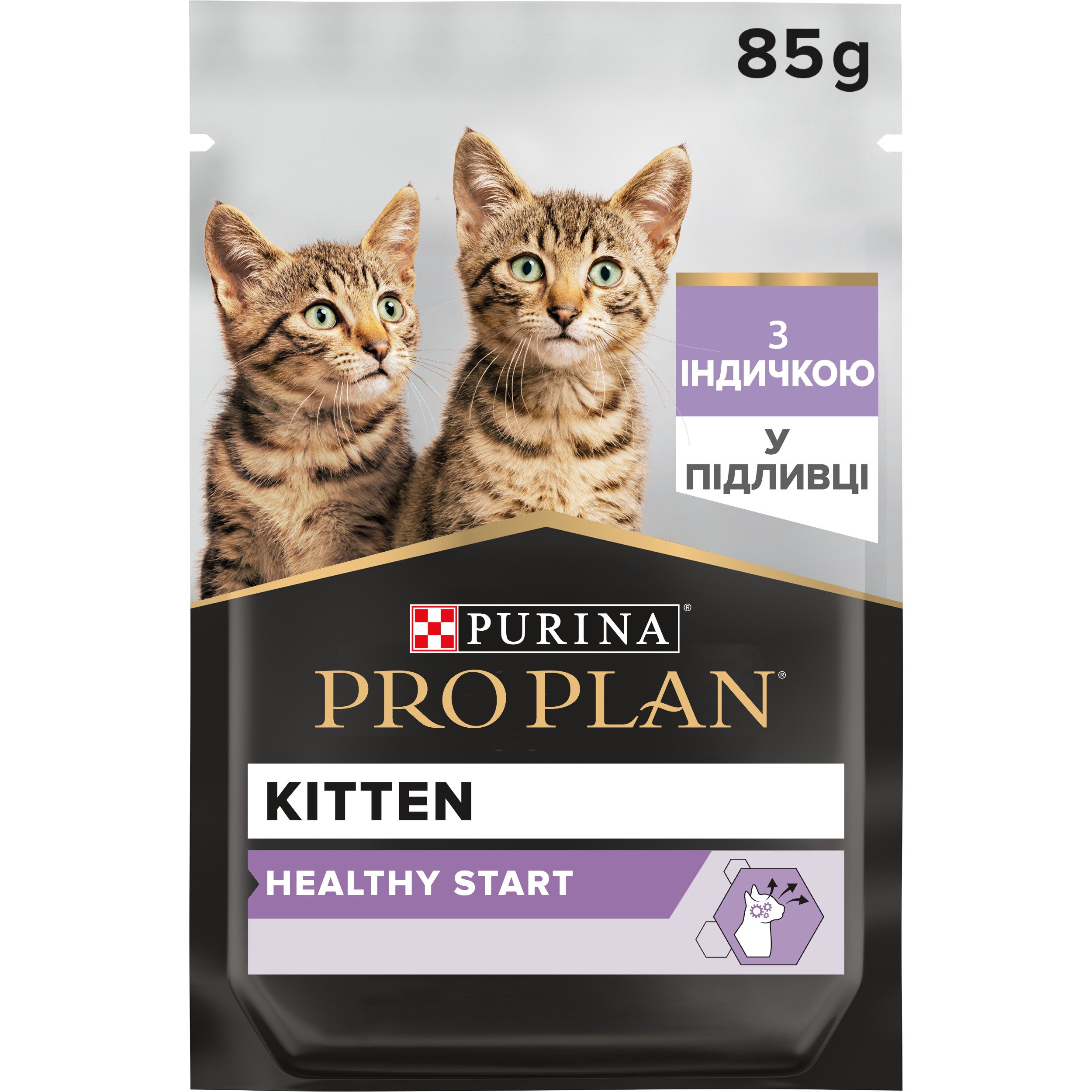 Вологий корм Purina Pro Plan Kitten Healthy Start для кошенят шматочки індички у підливці 85 г - фото 1