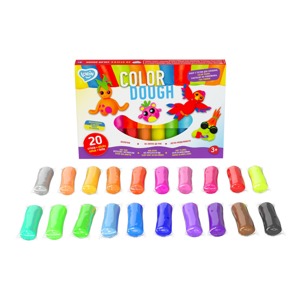 Набор для лепки с тестом Lovin Color Dough 41204, 20 стиков. - фото 2