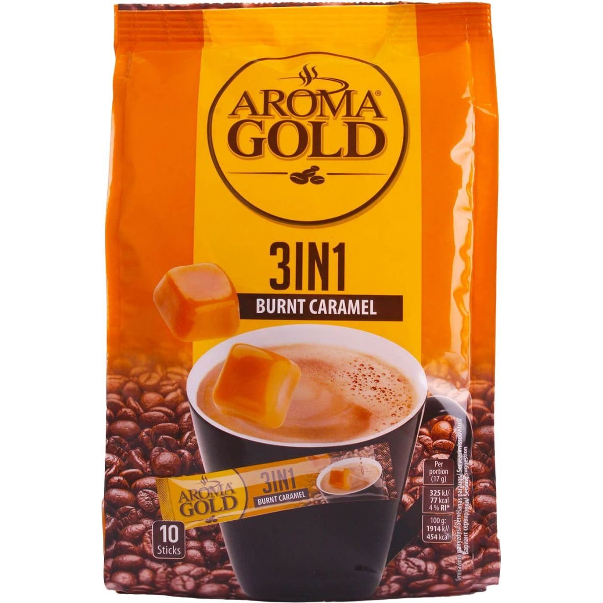 Напій кавовий Aroma Gold 3 в 1 з карамеллю 170 г (10 шт. х 17 г) (895299) - фото 1
