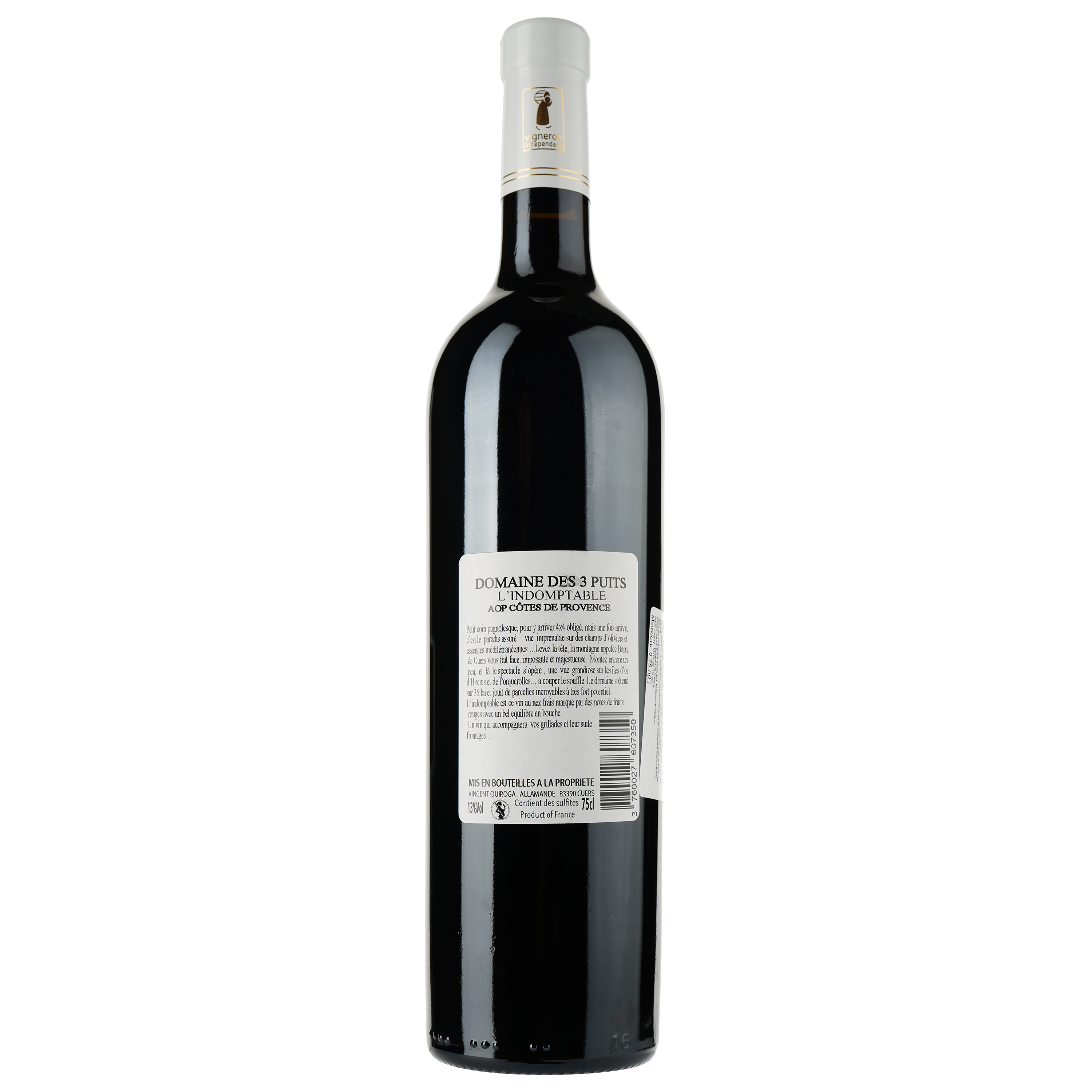 Вино Domaine des Trois Puits Rouge Cuvee l'Indomptable 2016 AOP Cotes de Provence, красное, сухое, 0.75 л - фото 2