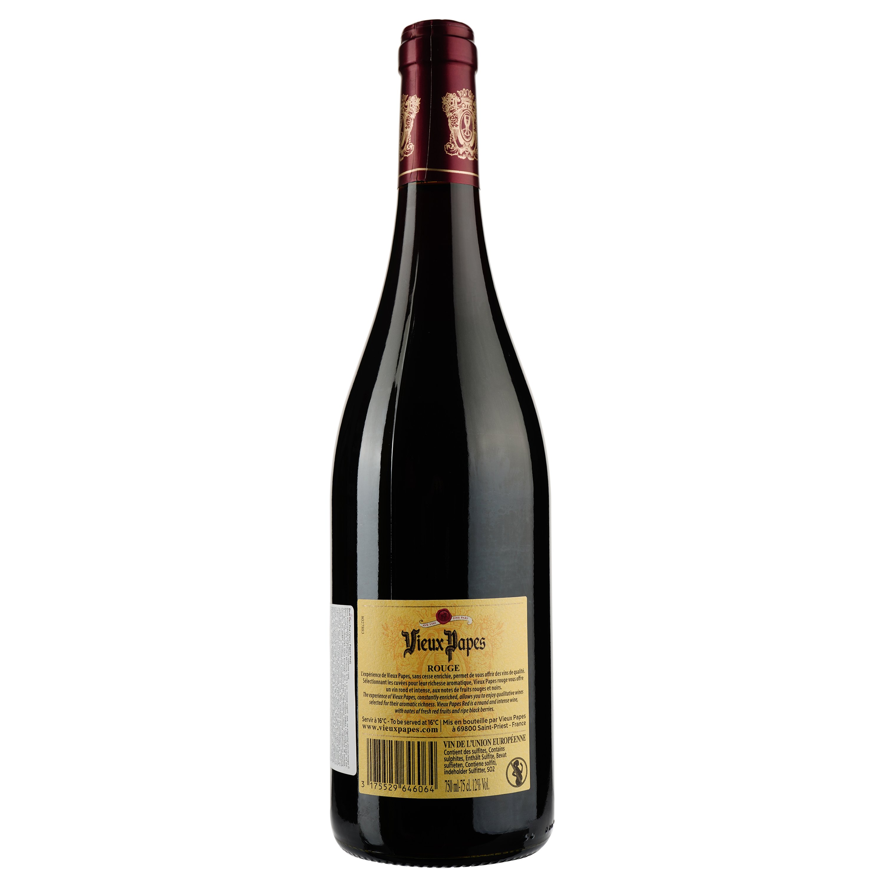 Вино Vieux Papes Rouge, червоне, сухе, 0,75 л - фото 2
