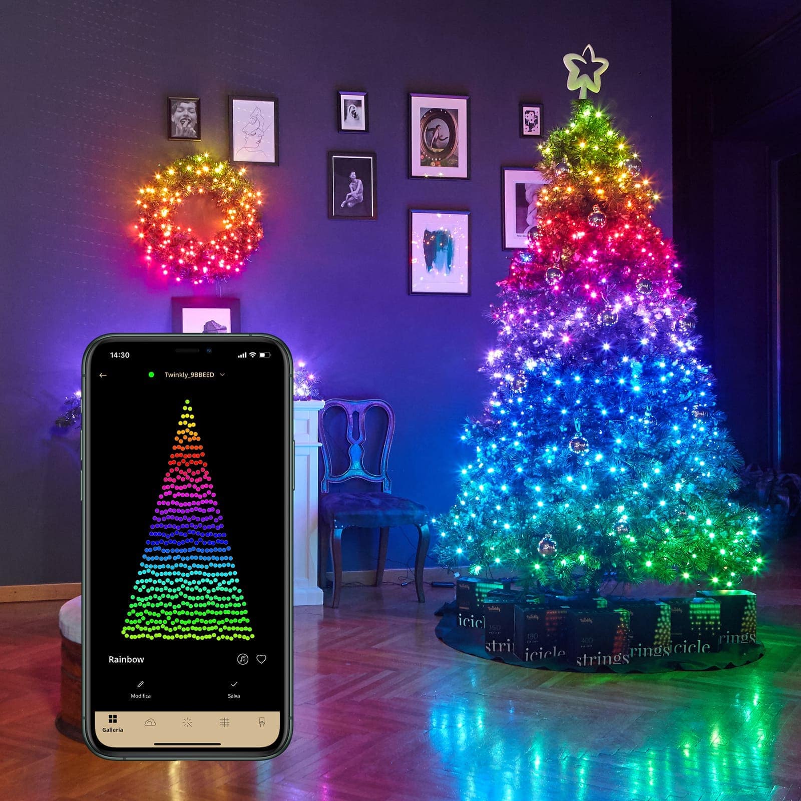 Гірлянда Twinkly Smart LED Light Tree RGBW 450 Gen II IP44 висота 3 м (TWP500SPP-BEU) - фото 6