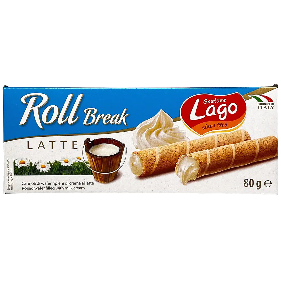 Трубочки вафельні Gastone Lago Roll Break з молочним кремом 80 г (747997) - фото 1