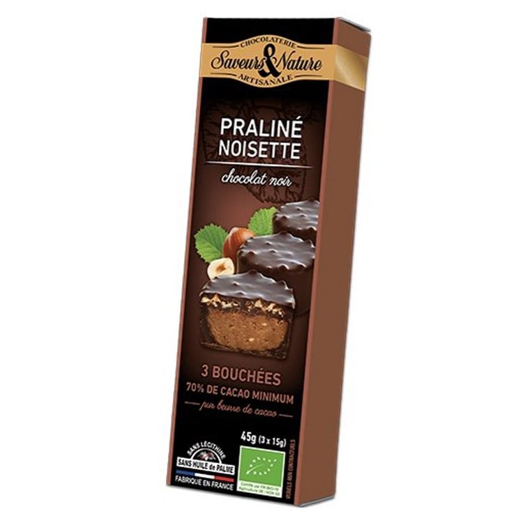 Конфеты Saveurs&Nature Буше Пралине, фундук в темном шоколаде, органические, 45 г - фото 1