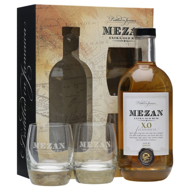 Ром Mezan XO Jamaican Barrique Aged Gold Rum, 40%, 0,7 л + 2 бокала - фото 1