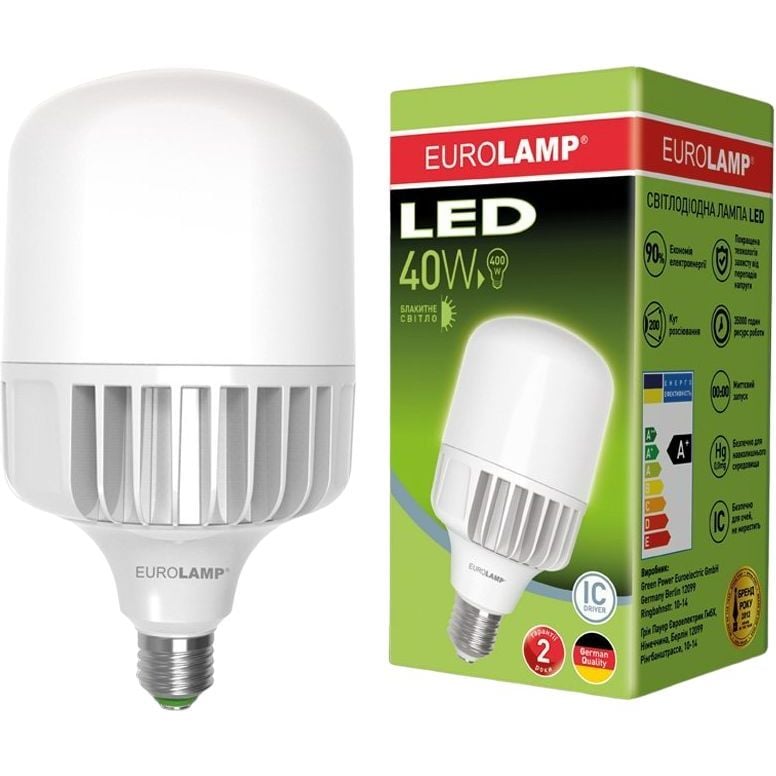 Светодиодная лампа Eurolamp LED Сверхмощная 40W, E40, 6500K (LED-HP-40406) - фото 1