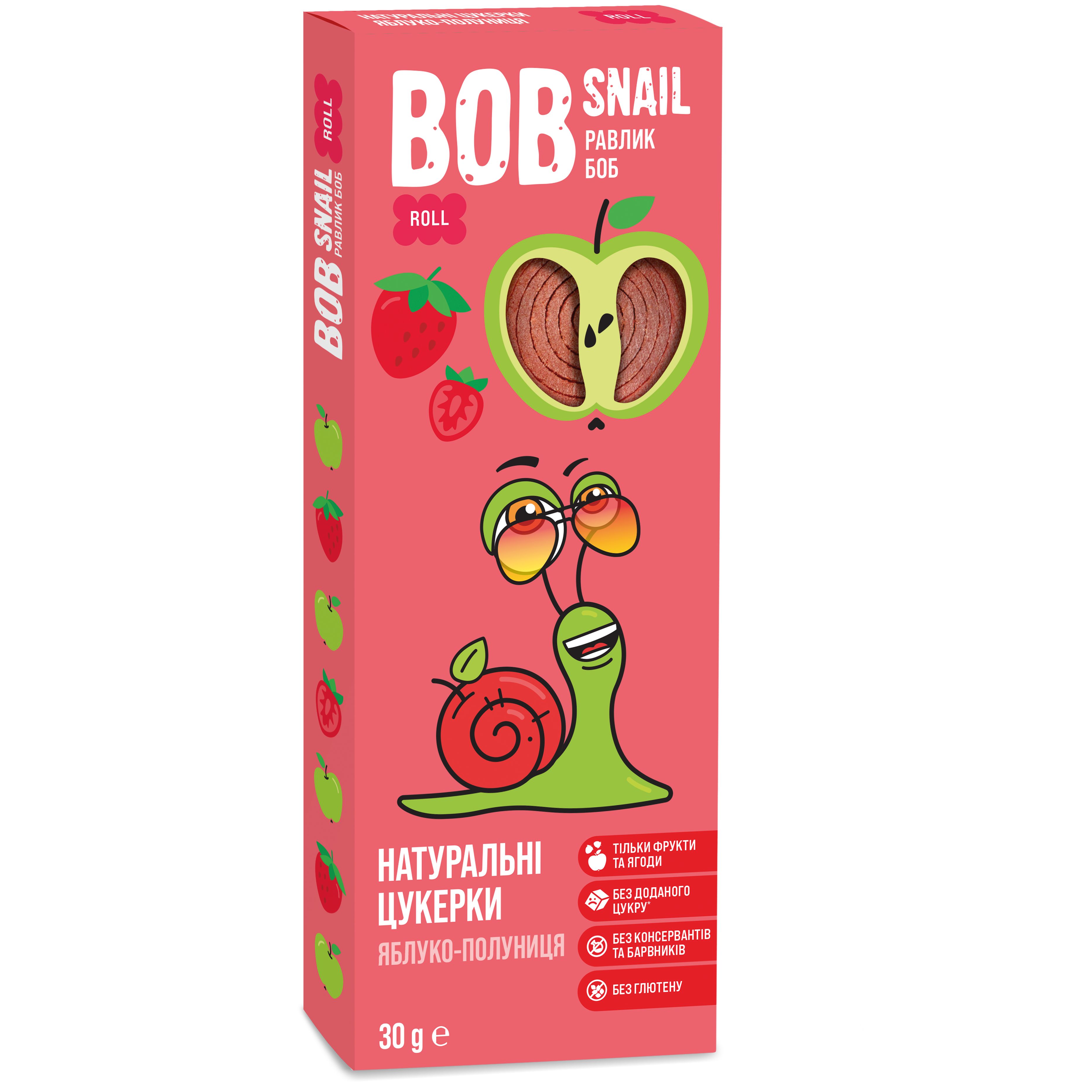Фруктові яблучно-полуничні цукерки Bob Snail 30 г - фото 1