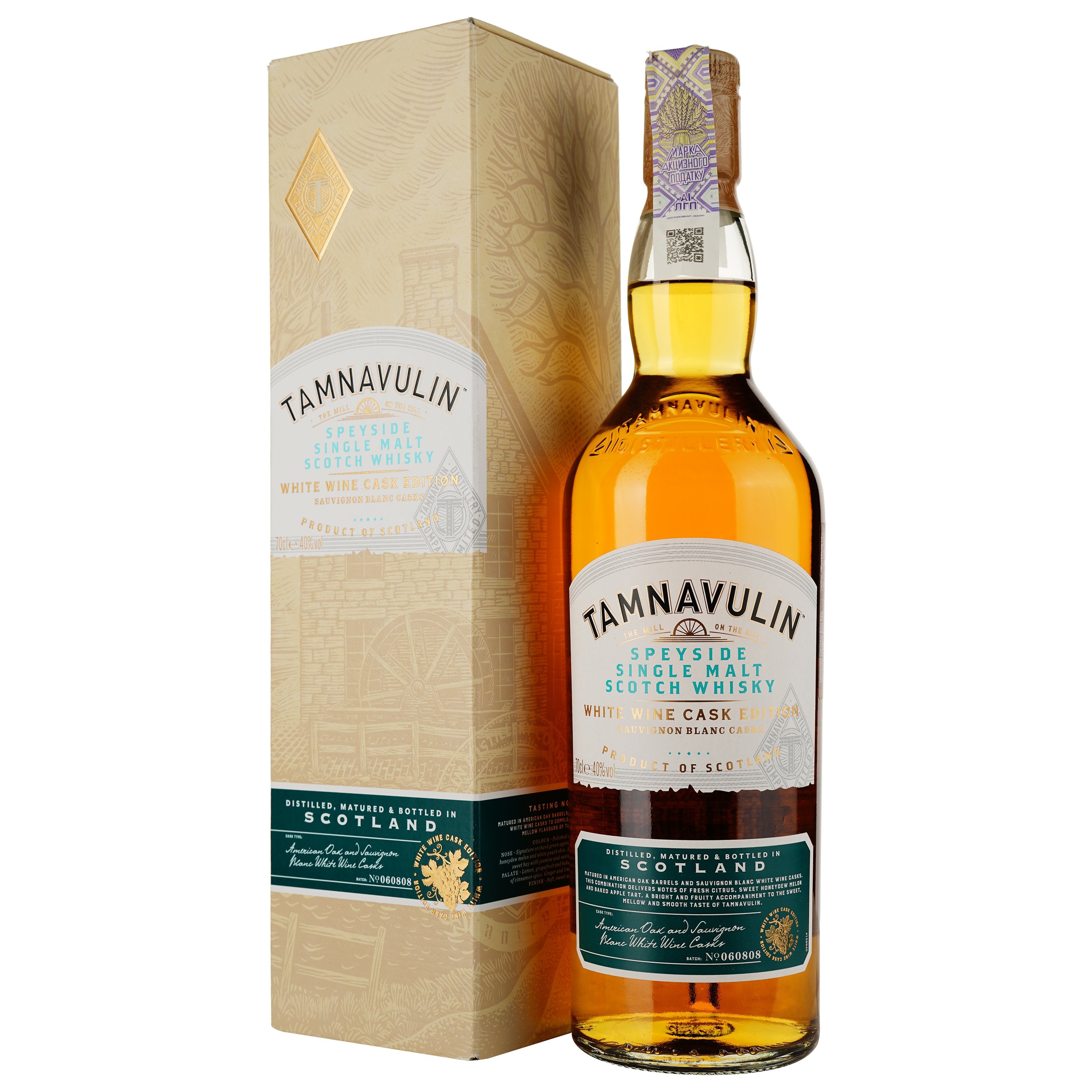 Виски Tamnavulin Sauvignon Blanc Cask Single Malt Scotch Whisky 40% 0.7 л - фото 1