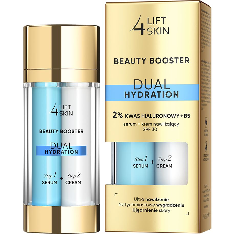 Сироватка Lift 4 Skin Beauty Booster Dual Hydration 2% Hyaluronic Acid + B5 Serum + Moisturizing Cream SPF30+ 30 мл (2шт. х15 мл) - фото 4