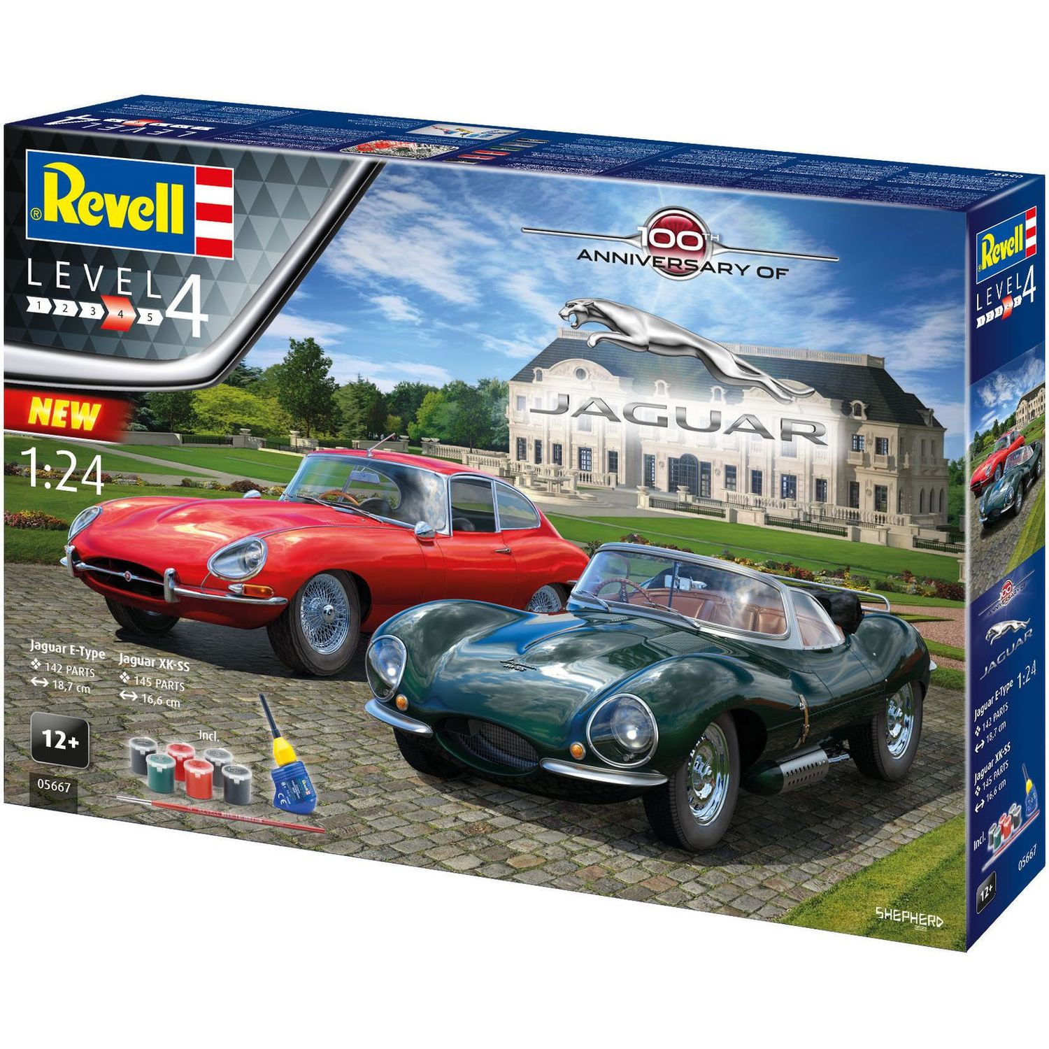 Сборная модель Revell К 100-й годовщине автомобилей Jaguar уровень 4, масштаб 1:24, 287 деталей (RVL-05667) - фото 5