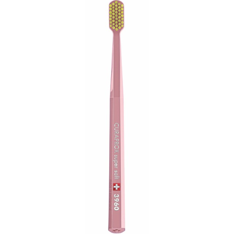 Зубная щетка Curaprox Super Soft 3960 розовая с желтым - фото 1