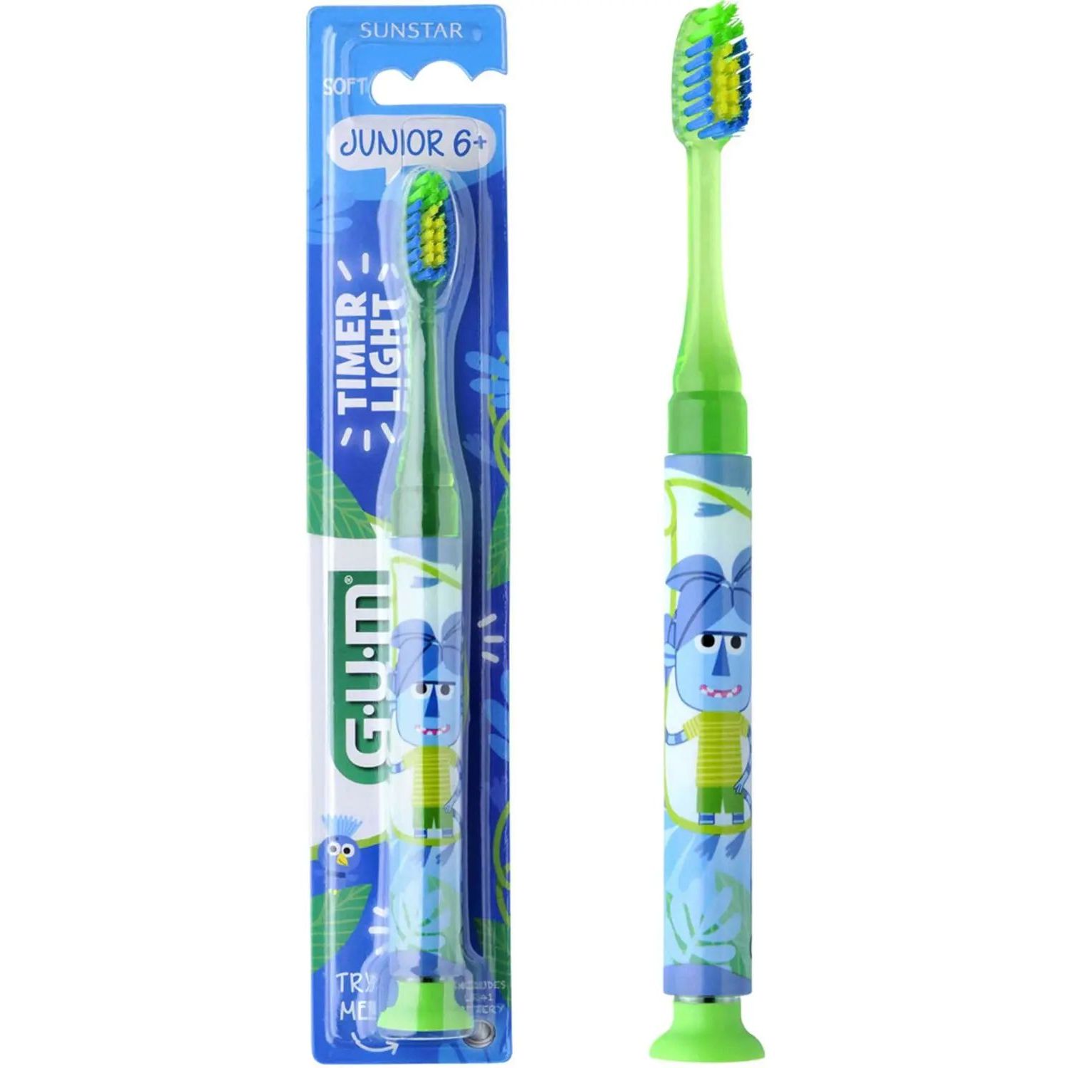 Зубна щітка GUM Junior Monster Light-Up м'яка зелена - фото 2