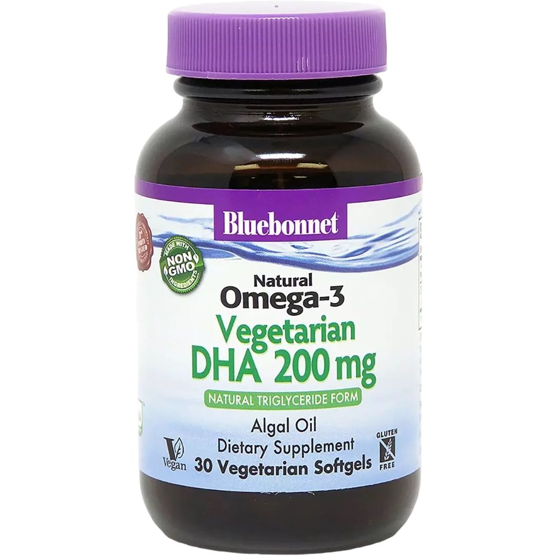 Омега-3 Bluebonnet Nutrition DHA з водоростей 200 мг 30 вегетаріанських капсул - фото 1