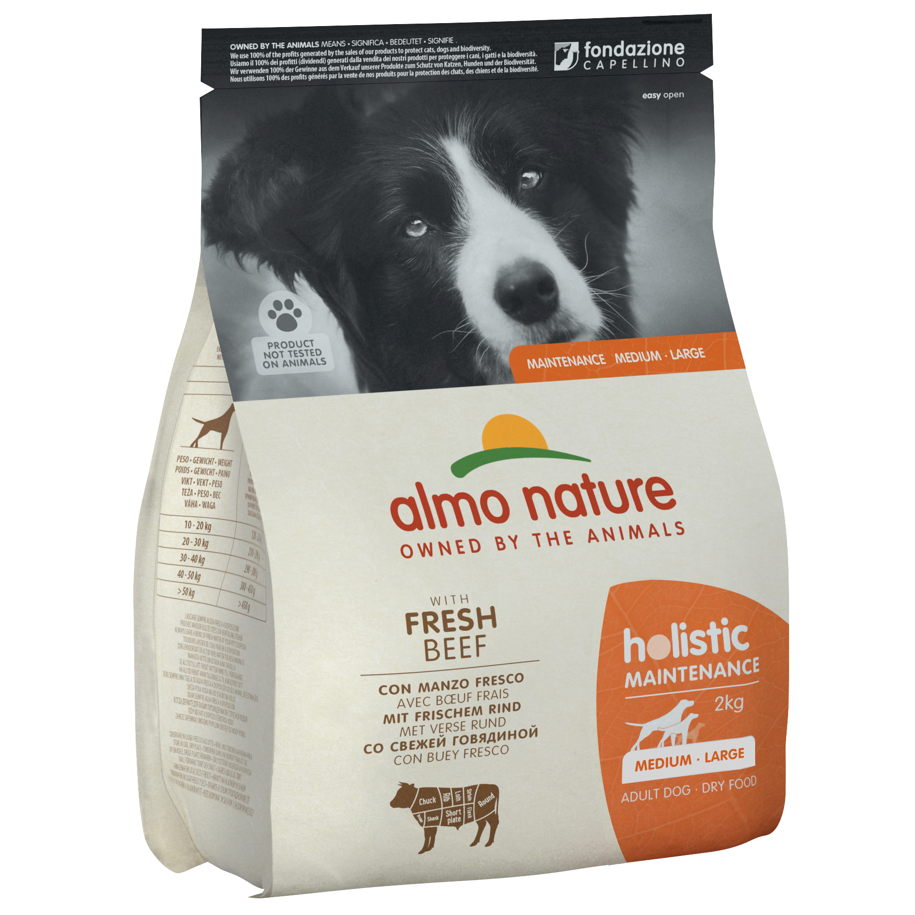 Сухий корм для дорослих собак середніх та великих порід Almo Nature Holistic Dog, M-L, зі свіжою яловичиною, 2 кг (736) - фото 1