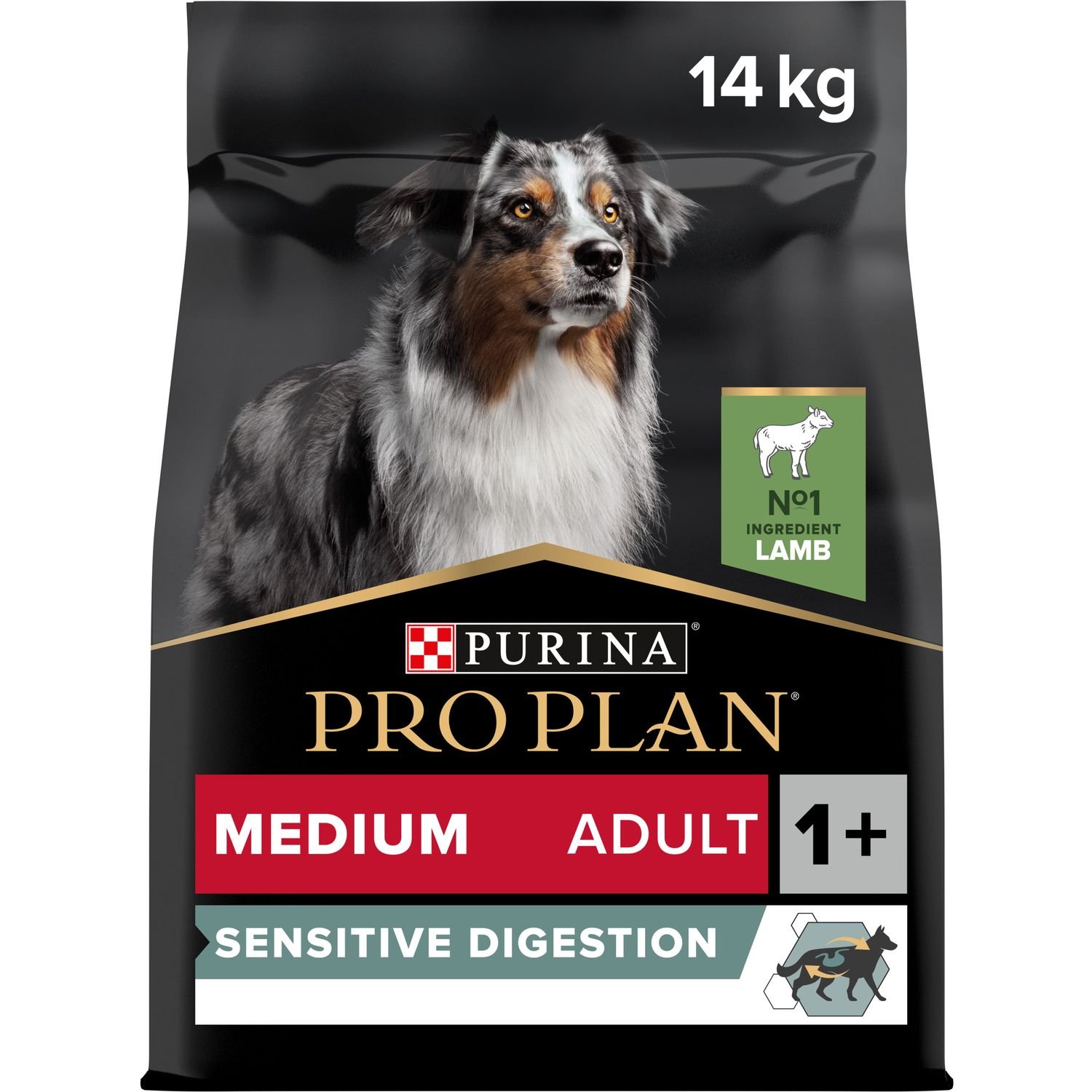 Сухий корм Purina Pro Plan Medium Adult 1+ Sensitive Digestion для дорослих собак середніх порід з чутливим травленням з ягням 14 кг - фото 1