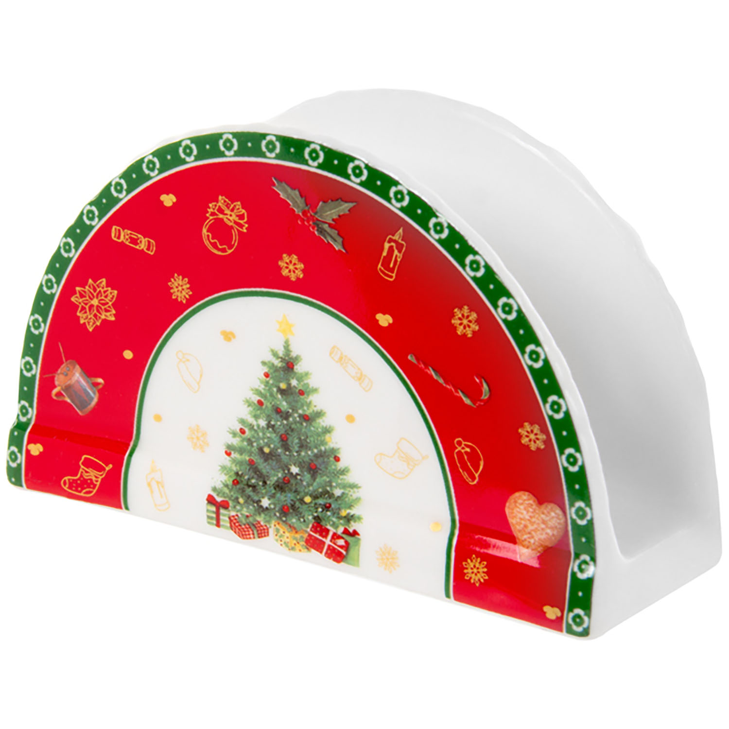 Салфетка Lefard Christmas Delight 12 см белая с красным (985-150) - фото 1