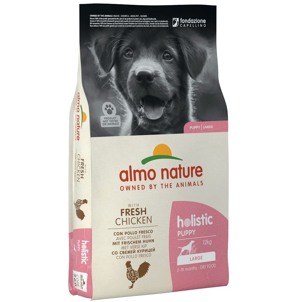 AlСухий корм для цуценят великих порід Almo Nature Holistic Dog, Puppy L, зі свіжою куркою, 12 кг (760) - фото 1
