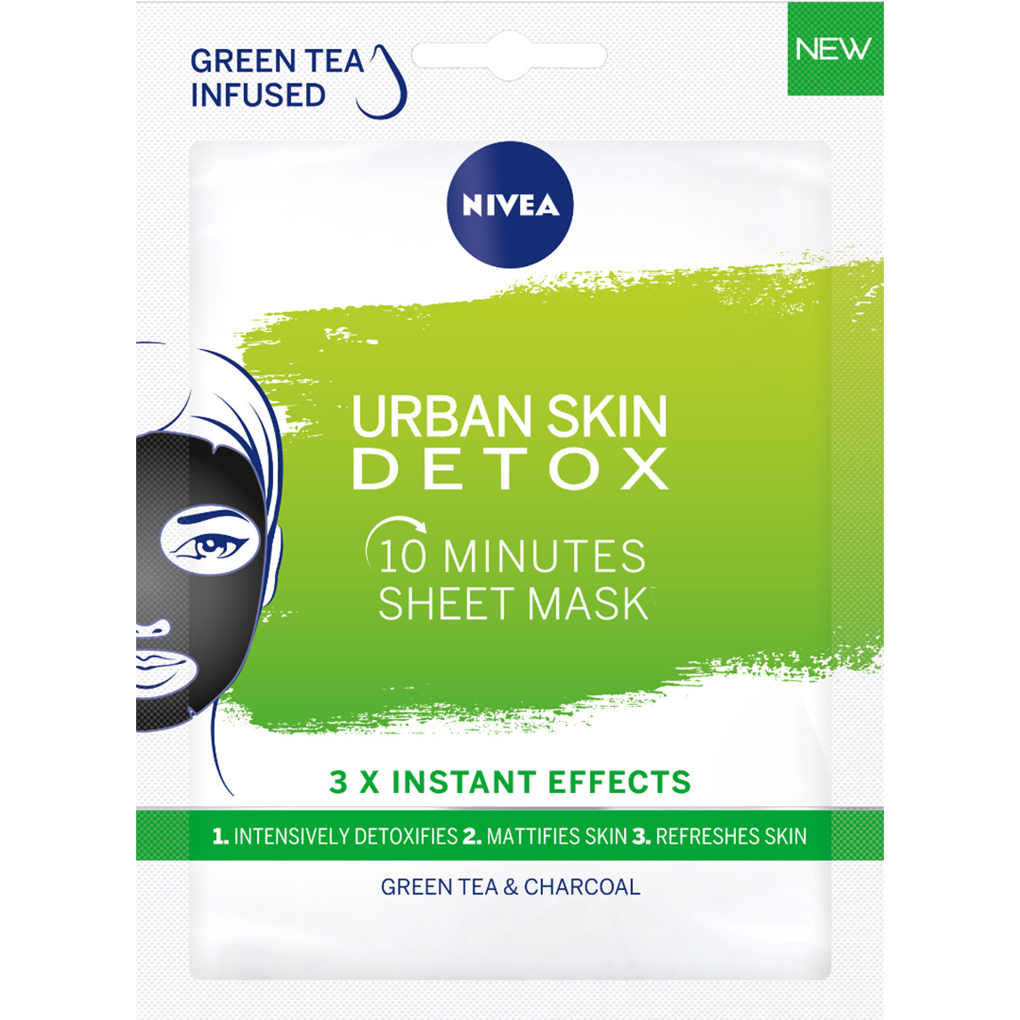 Черная тканевая маска для лица Nivea Urban Skin Detox 1 шт. - фото 1