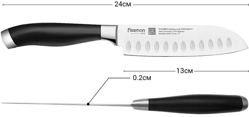 Ніж сантоку Fissman Elegance із високолегованої нержавіючої сталі 130 мм 000264768 - фото 2