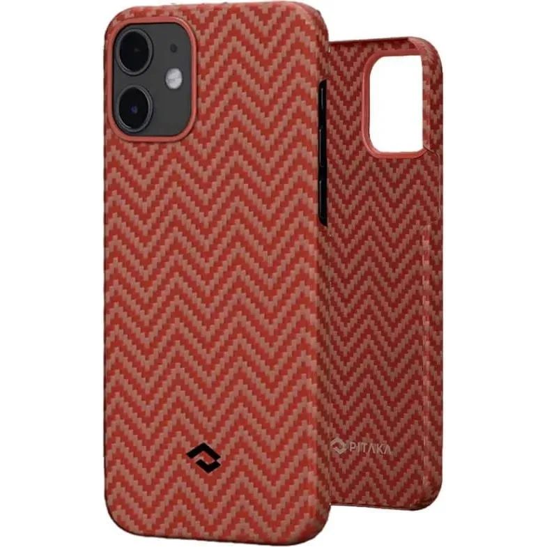 Чехол-накладка Pitaka MagEZ Case Herringbone Red/Orange для iPhone 12 mini - фото 1