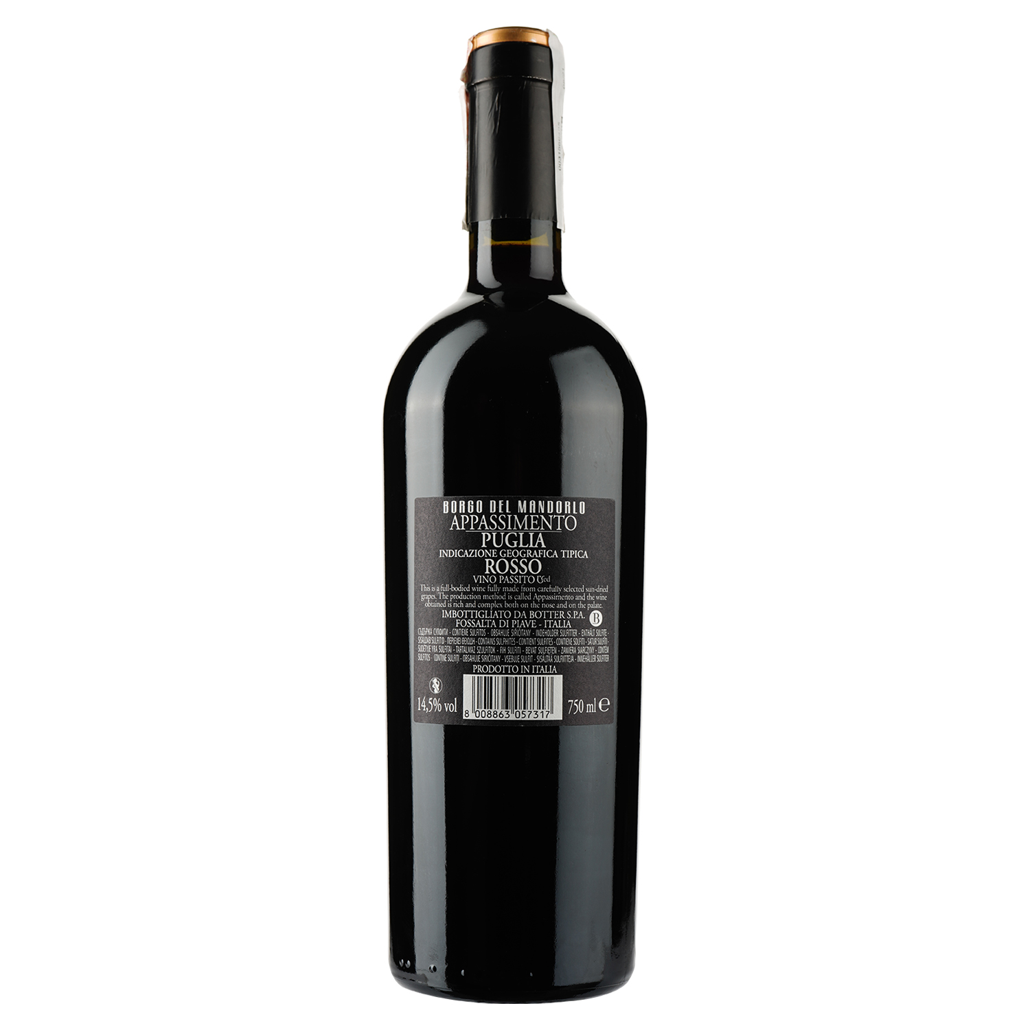 Вино Borgo Del Mandorlo Appasimento Rosso Puglia IGT, красное, полусухое, 14,5%, 0,75 л - фото 2