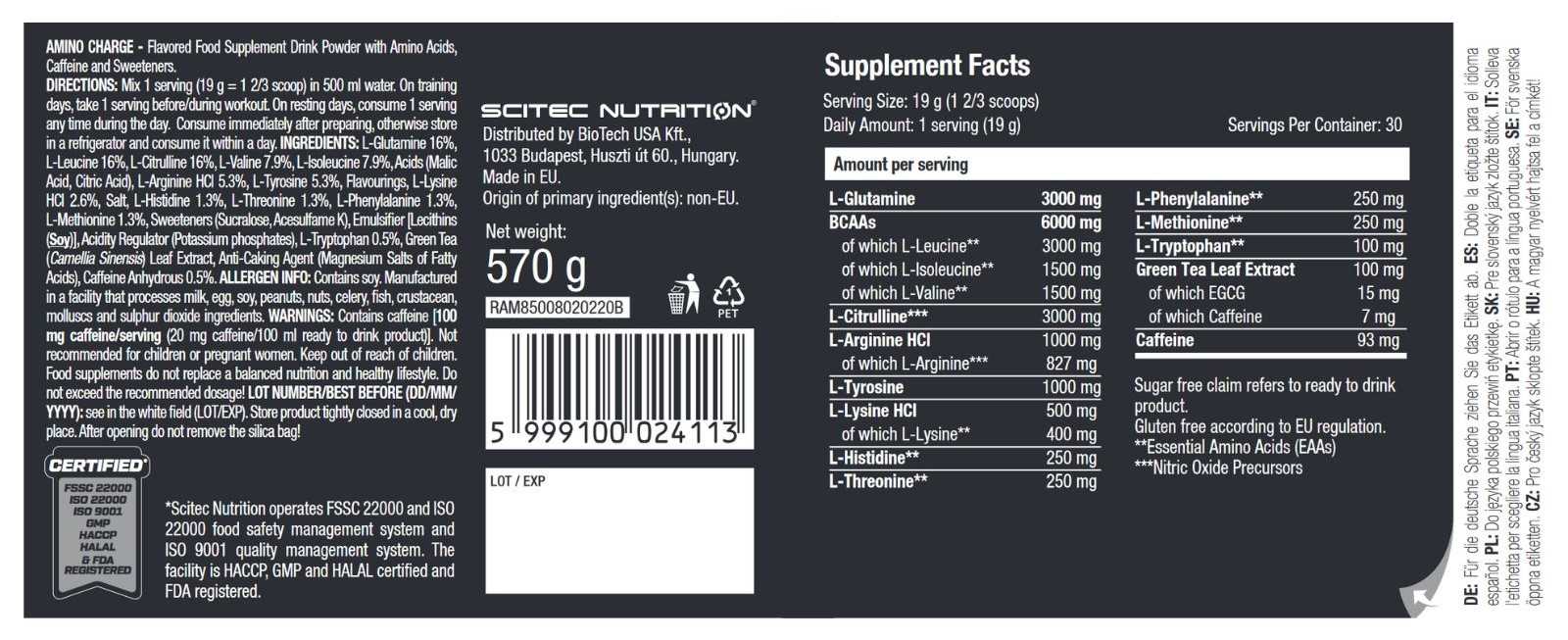 Амінокислоти Scitec Nutrition Amino Charge Яблуко 570 г - фото 2
