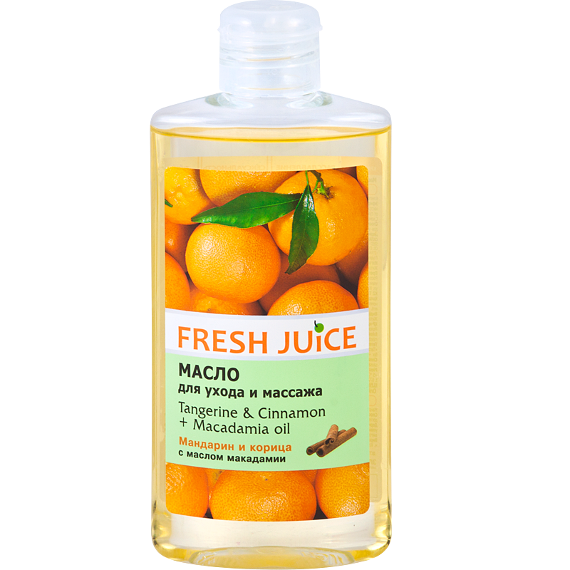 Олія для догляду та масажу Fresh Juice Tangerine & Cinnamon + Macadamia oil 150 мл - фото 1